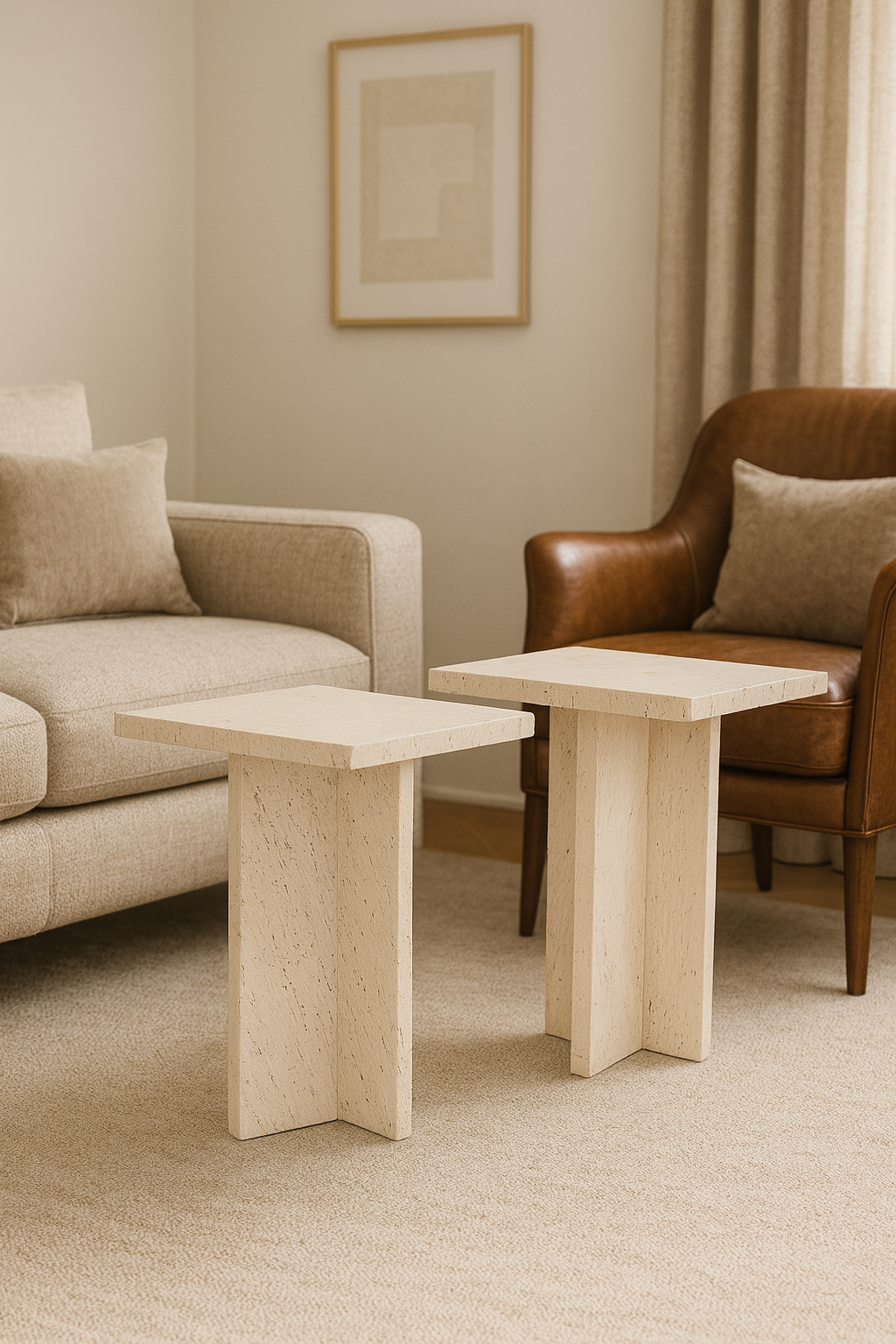 Ivory Travertine Side Tables