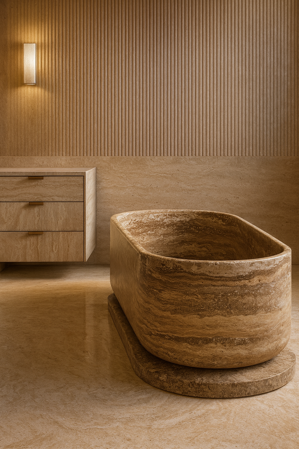 Silver Travertine Bathtub