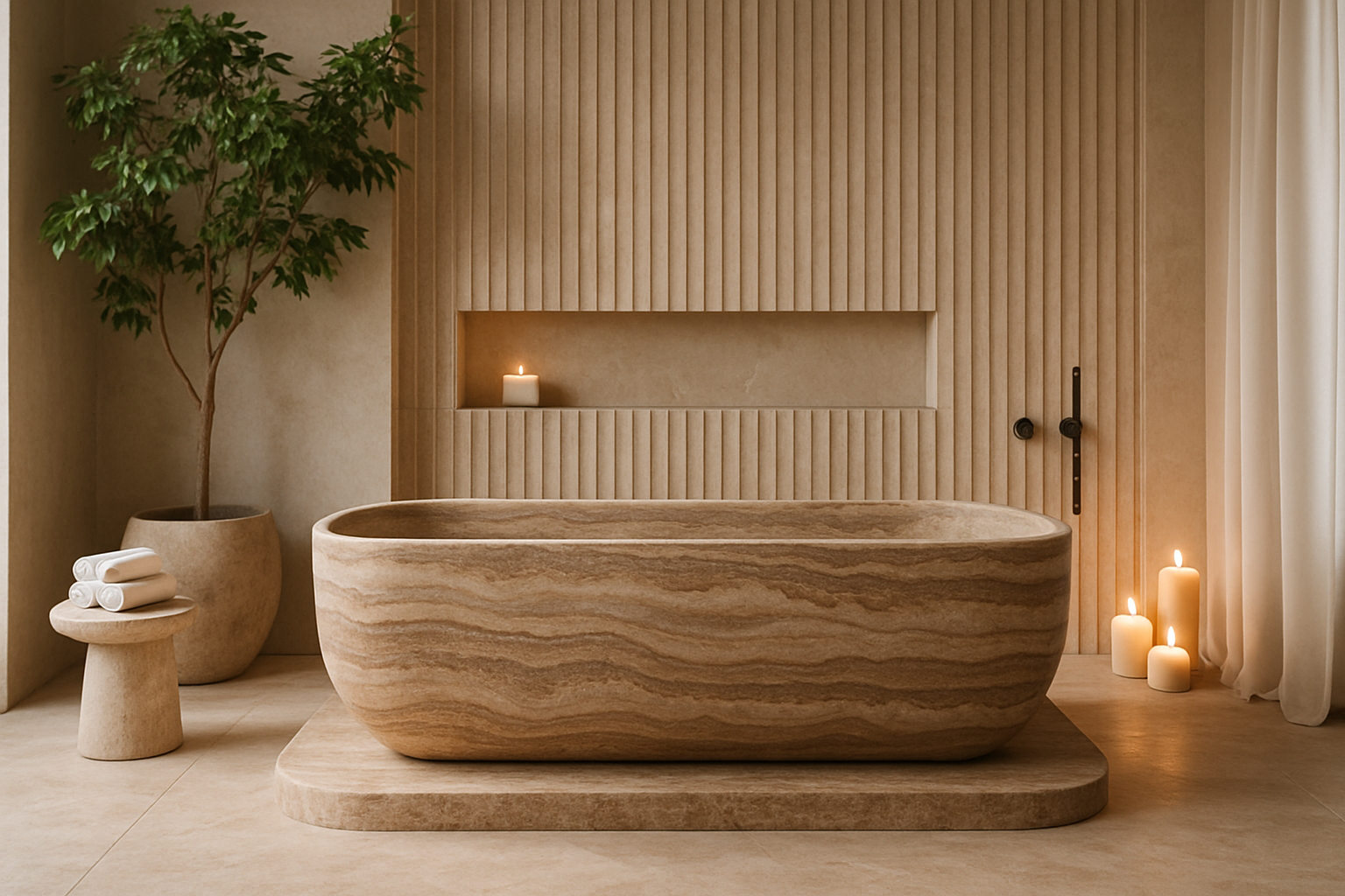 Silver Travertine Bathtub