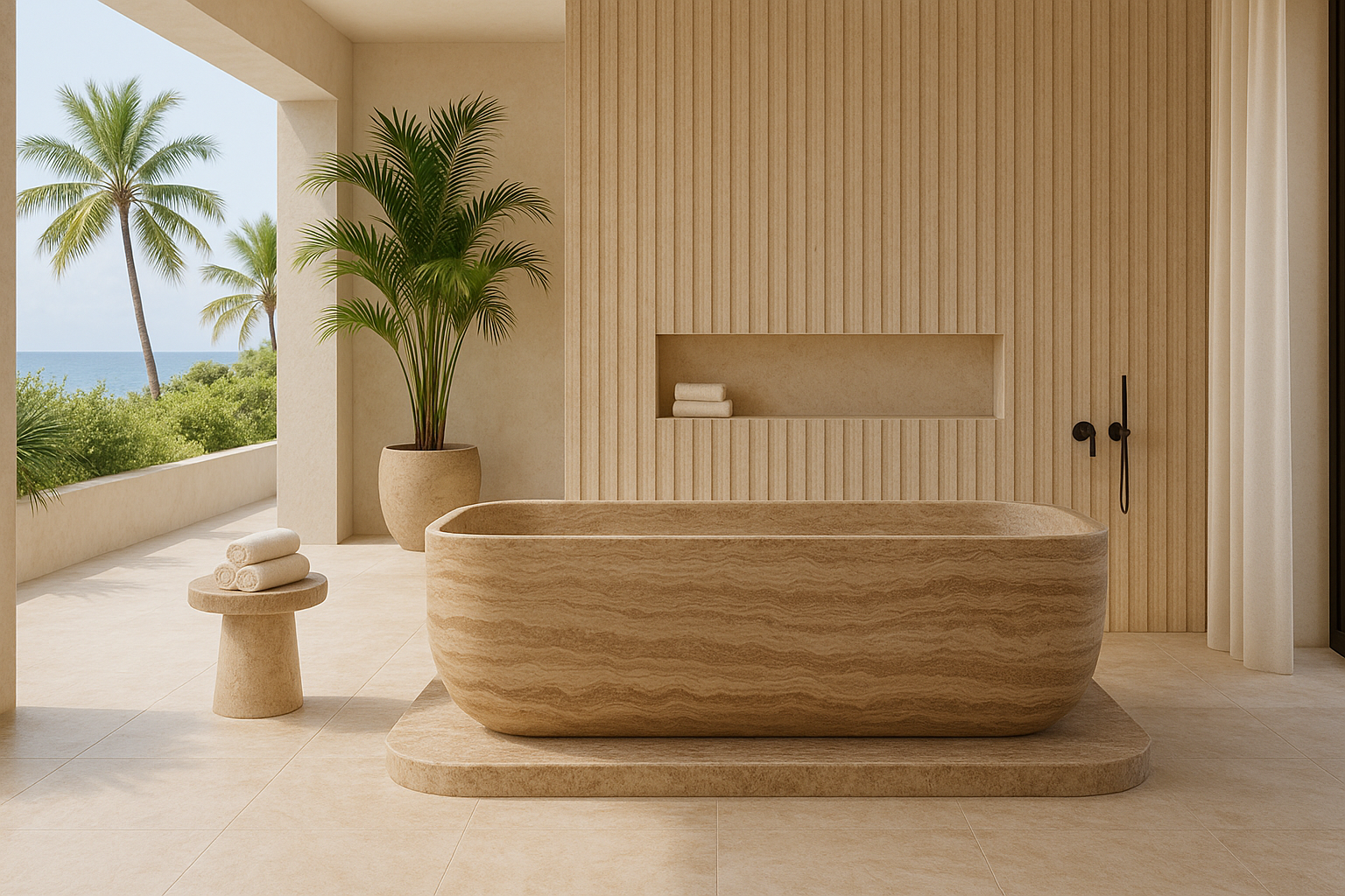 Silver Travertine Bathtub