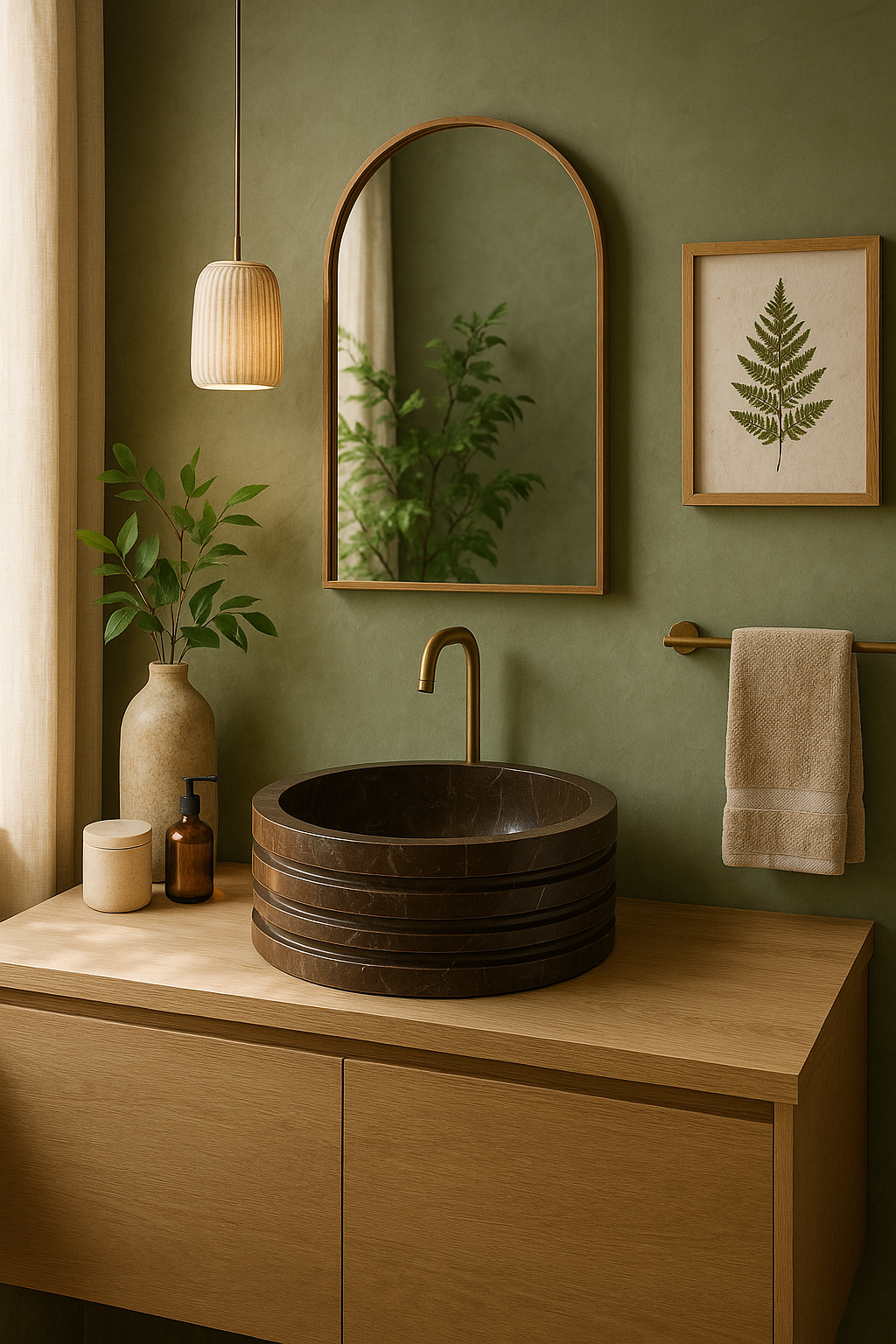 Coffee Brown Marble Sink