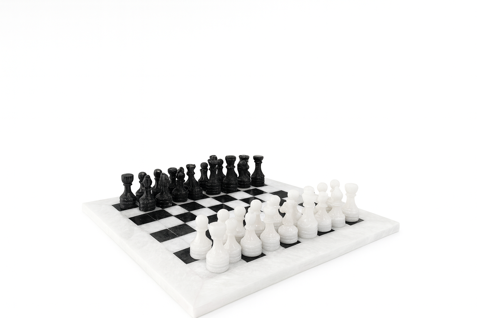 Chess Set (Black & White Marble) 14.5 inches