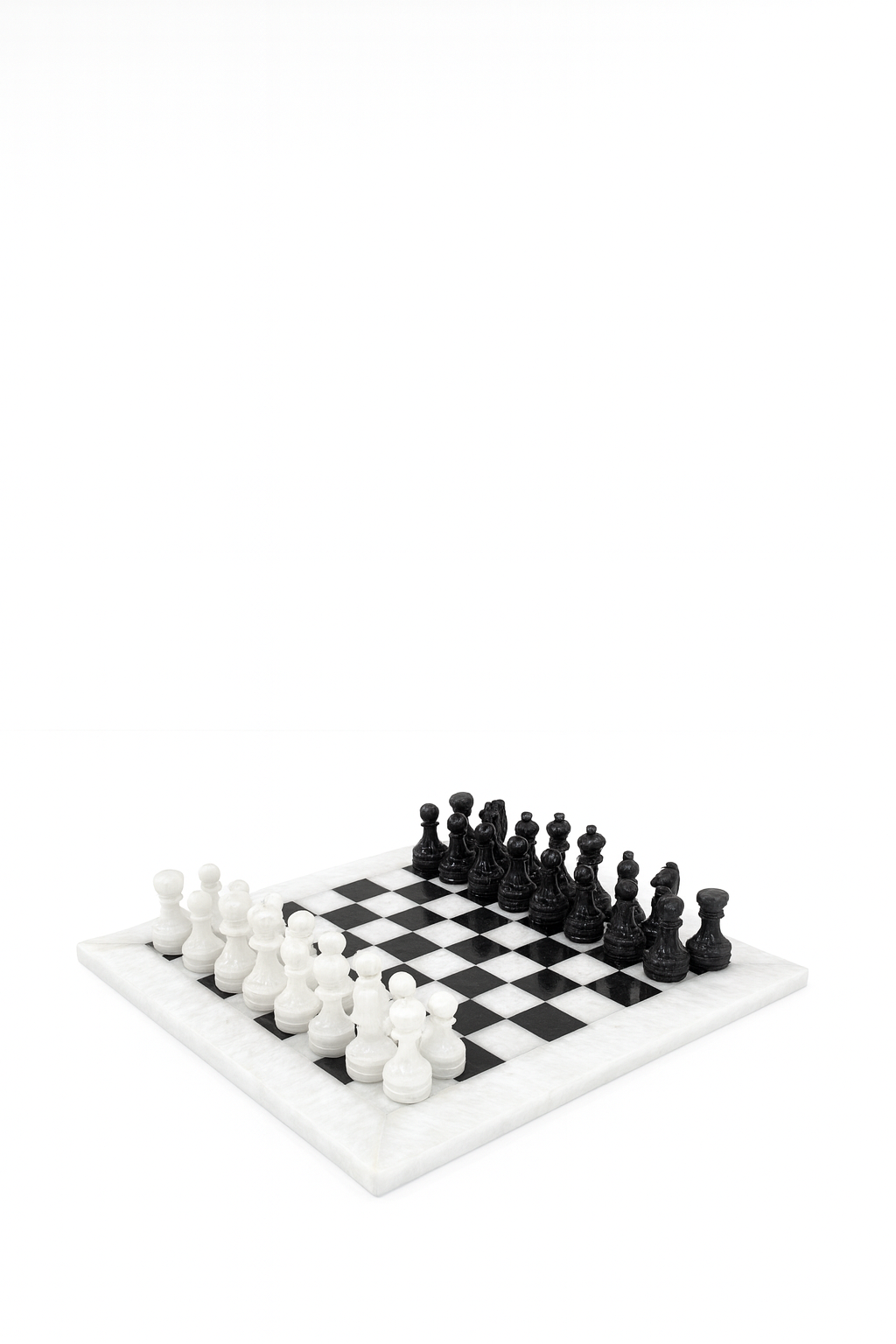 Chess Set (Black & White Marble) 14.5 inches