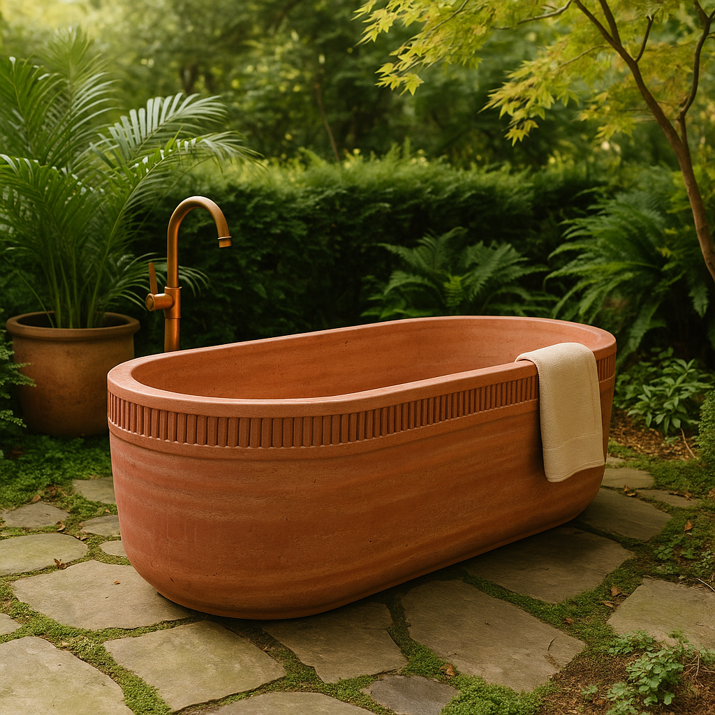 Red Travertine Bathtub