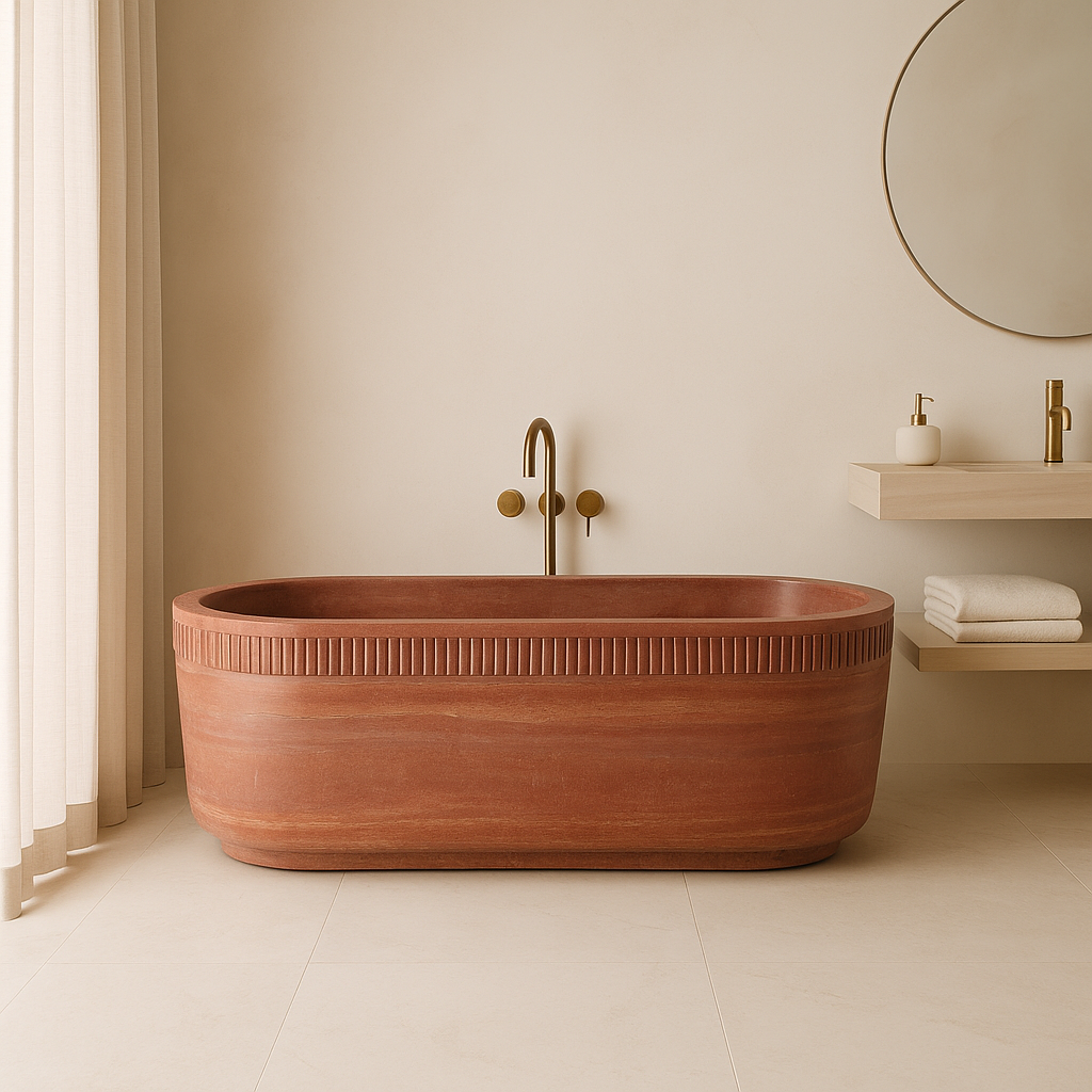 Red Travertine Bathtub