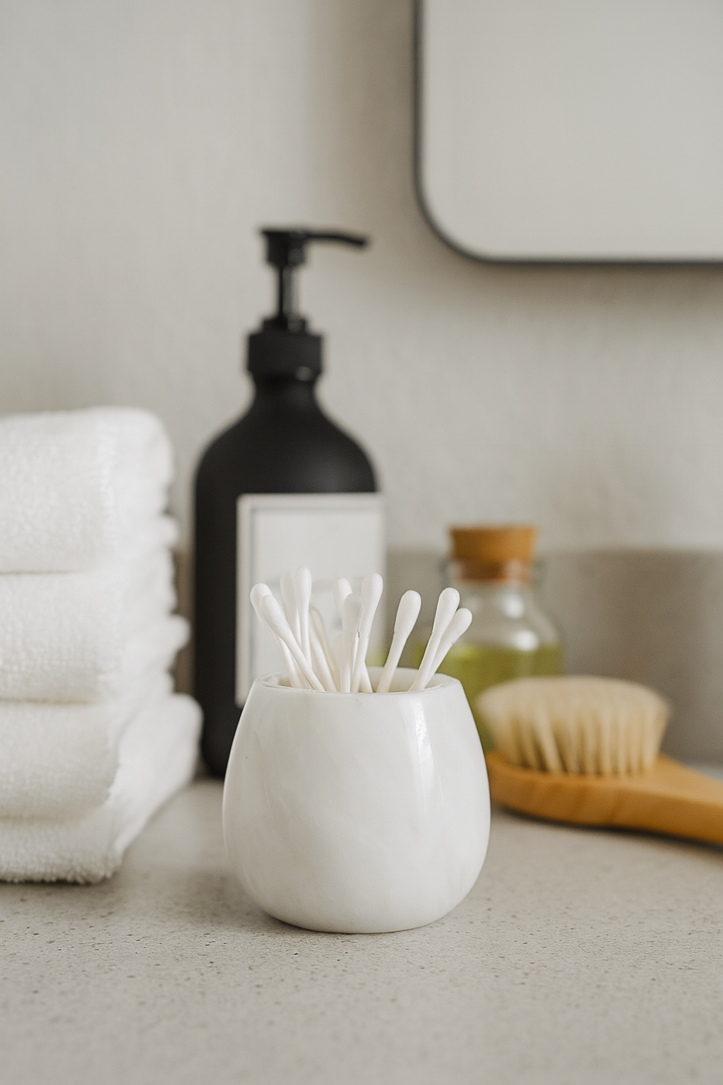 Q Tip Holder (White Marble)