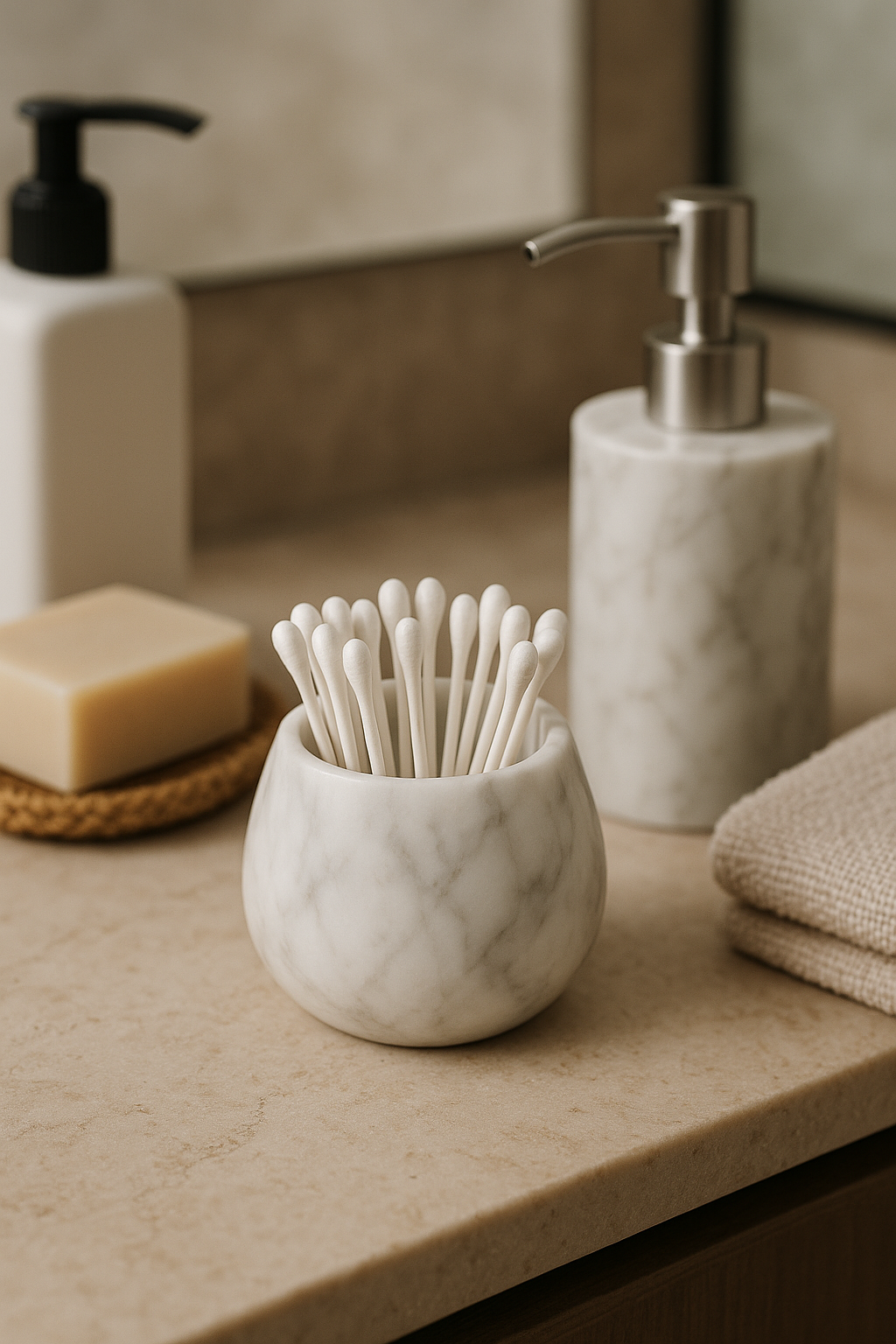 Q Tip Holder (White Marble)
