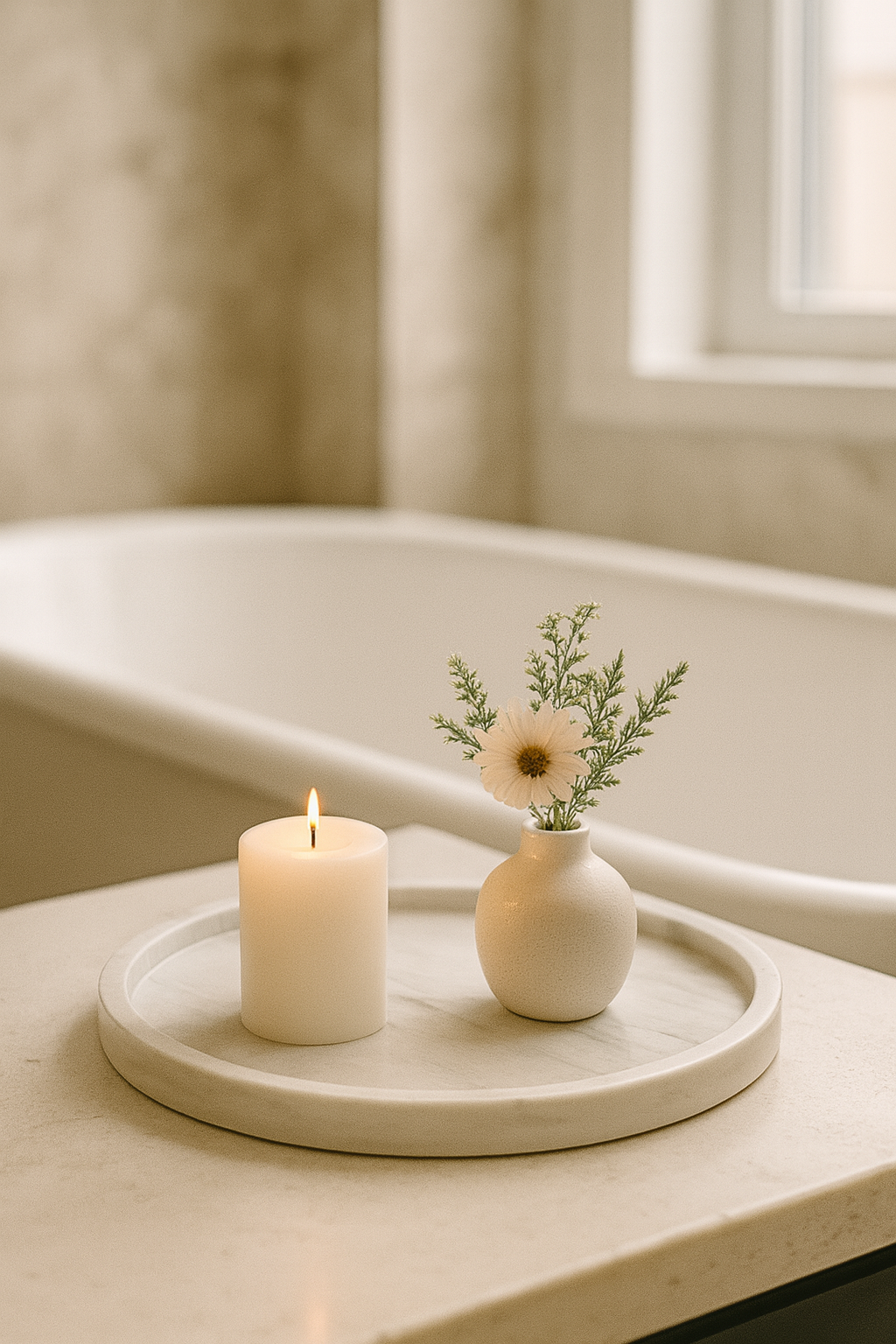 White Marble Tray (Round)
